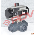 Pneumatic plastic upvc 3way ball valve